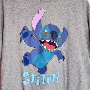 Disney Stitch XL Gray Original T-Shirt Graphic Tee Short Sleeve